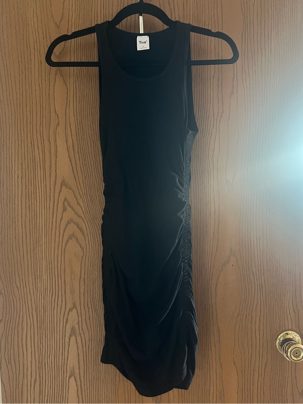 TNA Black Ruched Tank Midi Dress